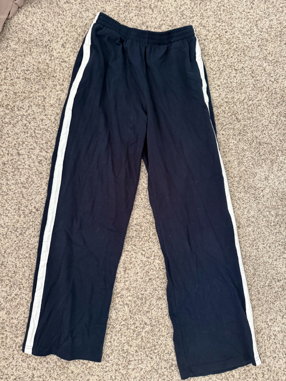 Brandy Melville Navy Sweatpants with White Side Stripes
